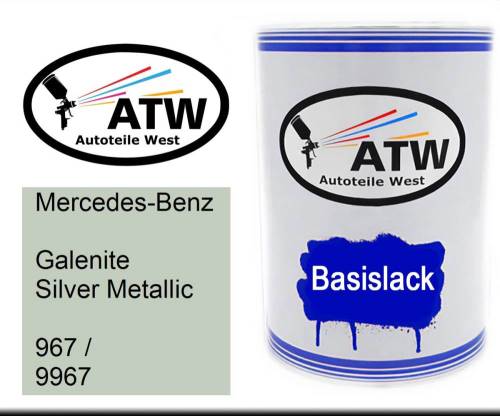 Mercedes-Benz, Galenite Silver Metallic, 967 / 9967: 500ml Lackdose, von ATW Autoteile West.